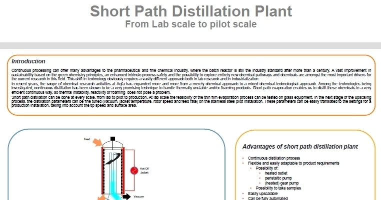 Short Path Distillation Pilot Plant Poster