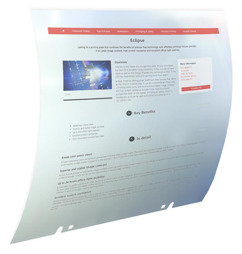 Eclipse Printing Plate 2 Eclipse offset printing plate