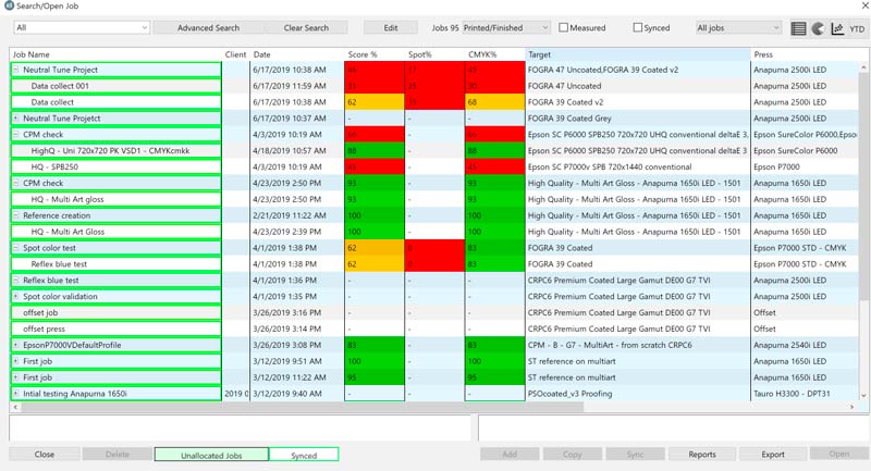 PrintTune color quality score