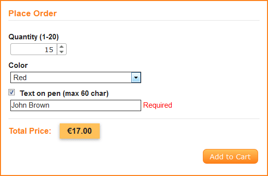 product specifications window