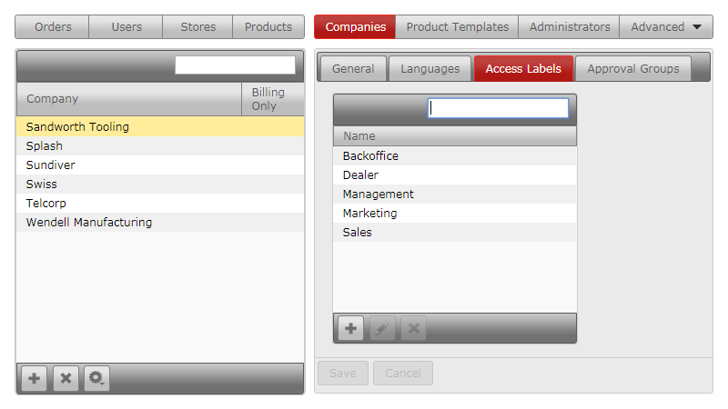 Storefront Features Access Labels control access to stores