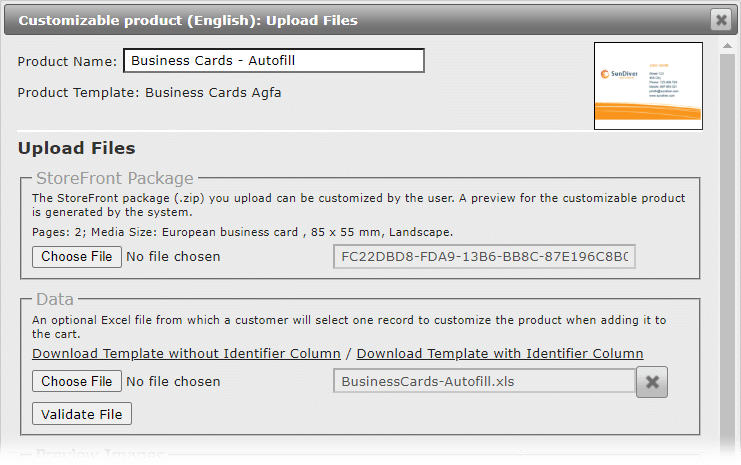 web-to-print VDP config