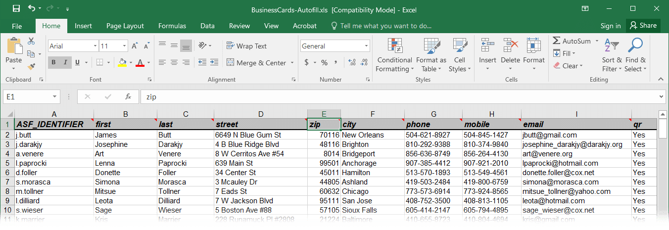 Excel VDP file
