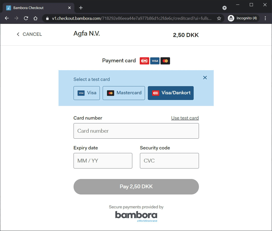 Bambora checkout